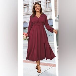 Elegant Burgundy Women's Dress